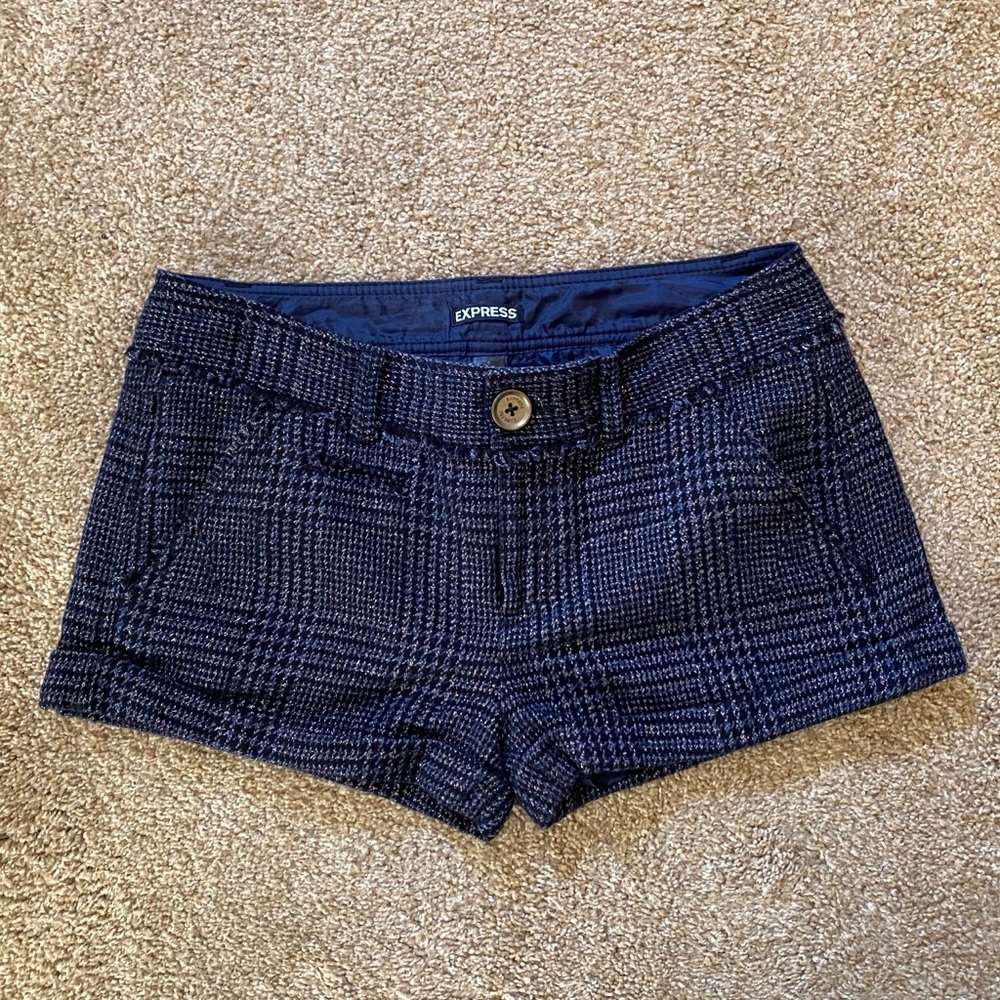 Express Navy/Black/Gold Houndstooth Shorts